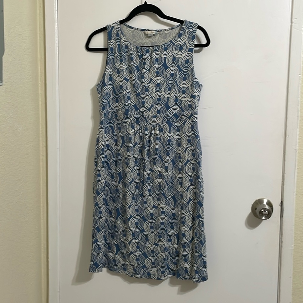 Boden Sleeveless Blue and White Dress